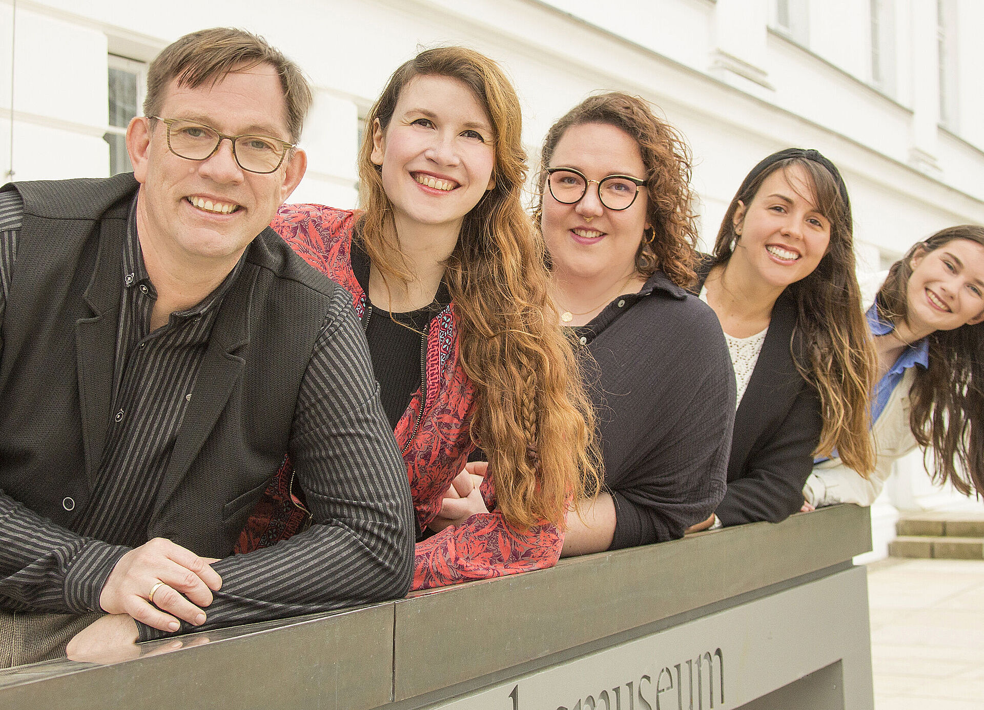 Gruppenfoto der Arbeitsgruppe Thyrian, von links nach rechts Thyrian, Blotenberg, Boekholt, Cardona, Jeran